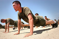 U.S. Marines count out push-ups.
